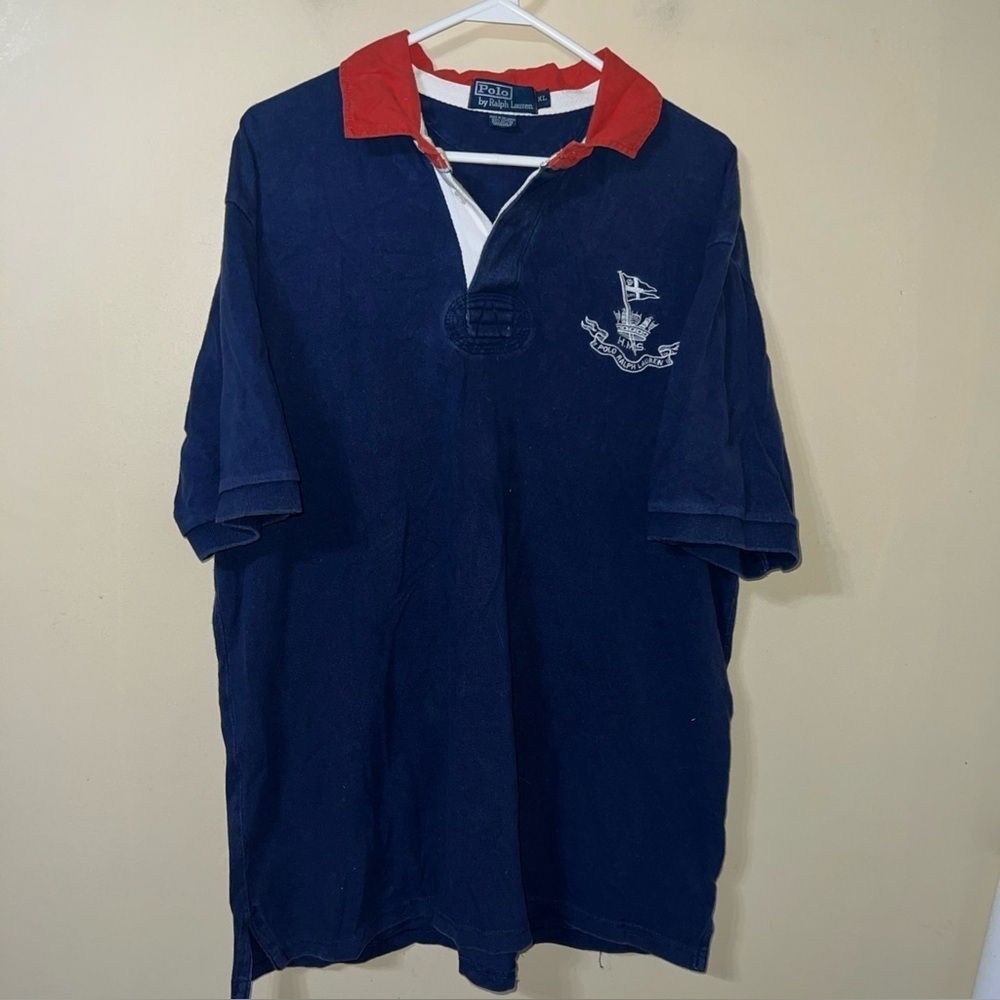 Polo by Ralph Lauren Blue and Red Polo Shirt Nautical Style XL